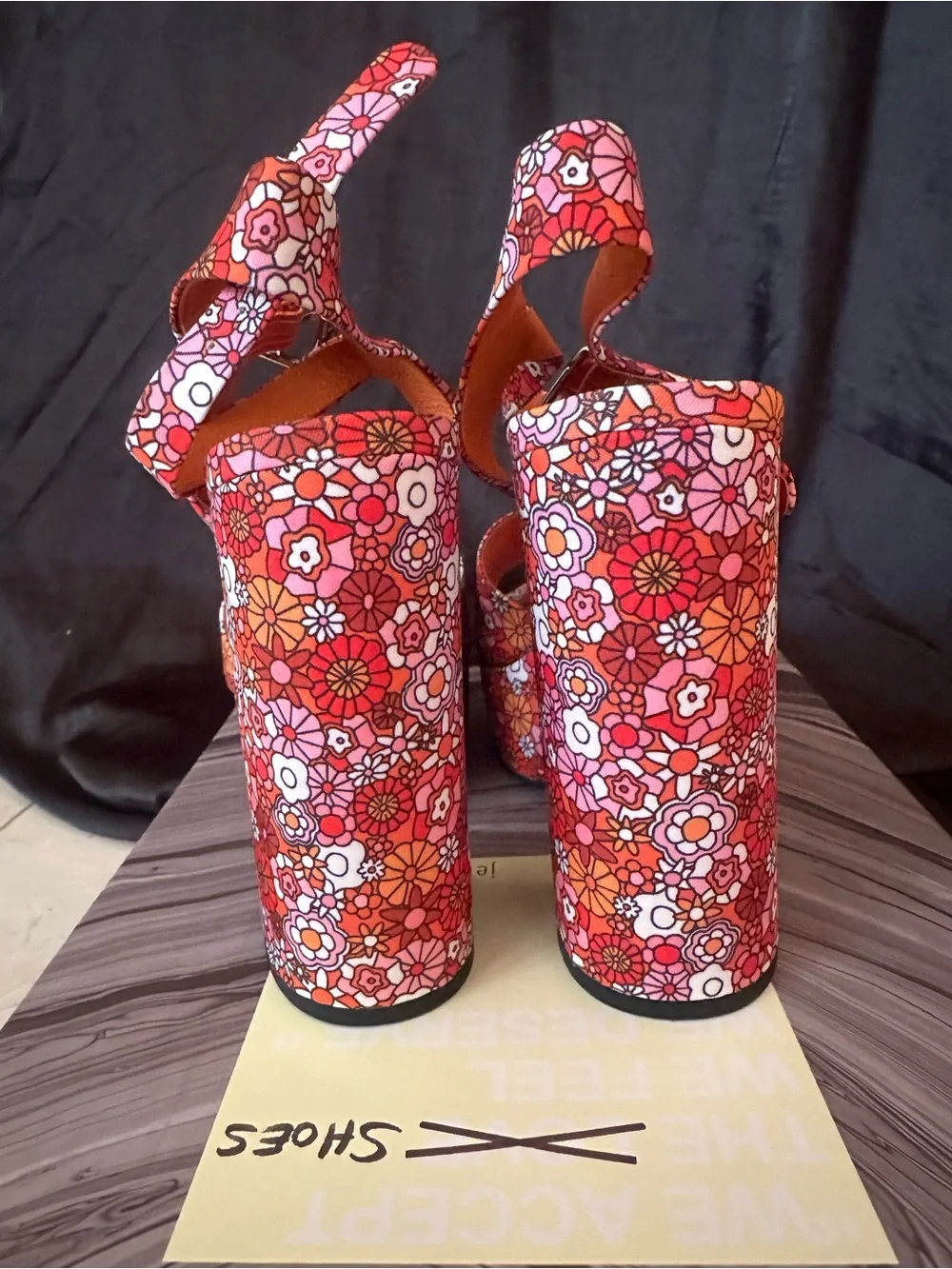 Jeffrey Campbell Floral Platform Sandals in Pink and Orange